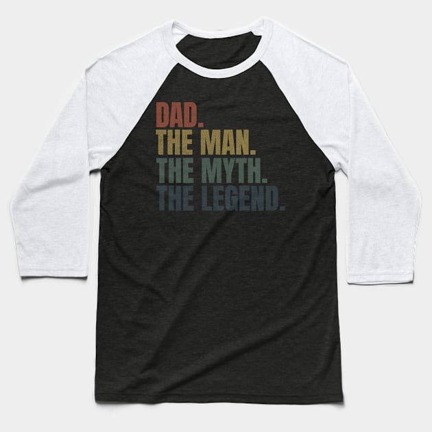 Retro coloured Dad the Legend Baseball T-Shirt by Maison de Kitsch